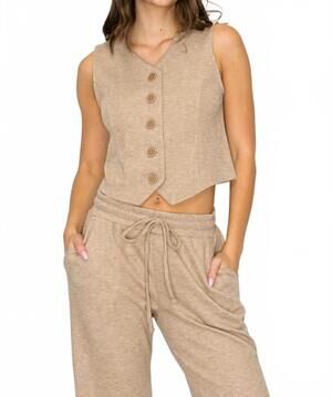 NEW KNIT RIOT sutton soft knit vest in mocha